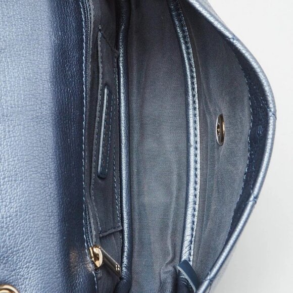 Chanel Metallic Blue Goatskin Leather Stitched Casual Trip Bag - Picture 7 of 10